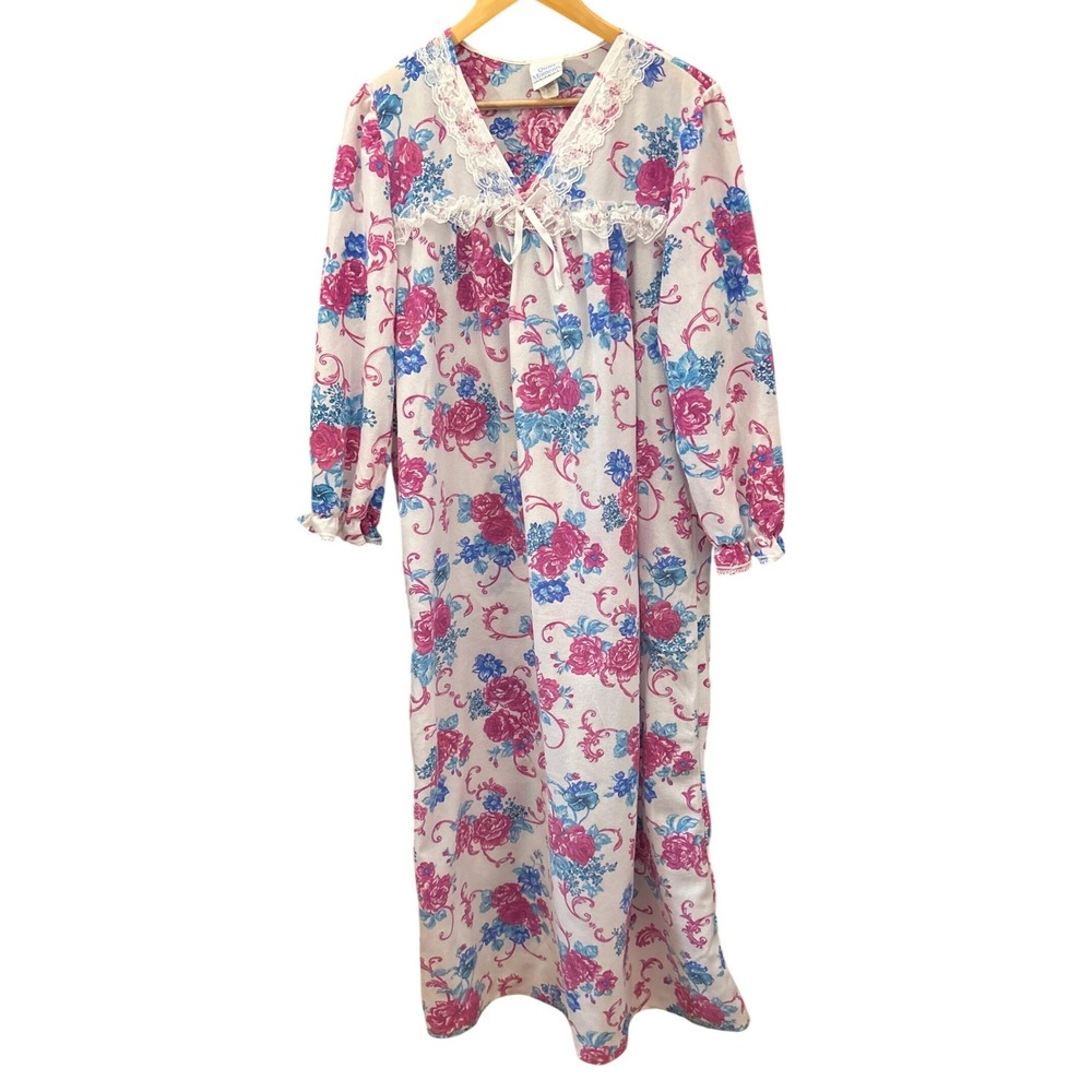 Vintage Quiet Moments Nightgown Cottagecore Grannycore Romantic Rose Lace 1X